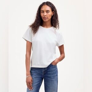 Madewell women’s The Perfect Crewneck Tee in Allday Jersey white Size XXS NWT